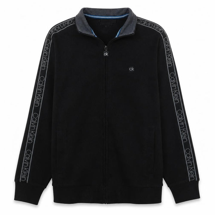 Calvin Klein Men's Black Full Zip Sweatshirt M Logo Trim Fleece