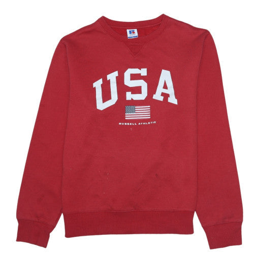 Russell Athletic Men's Red USA Graphic Crew Neck Sweatshirt L