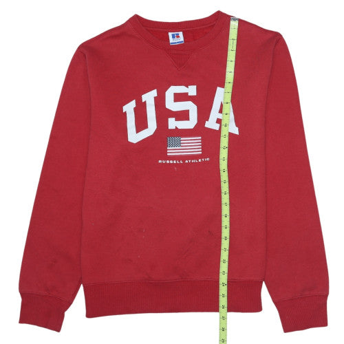 Russell Athletic Men's Red USA Graphic Crew Neck Sweatshirt L