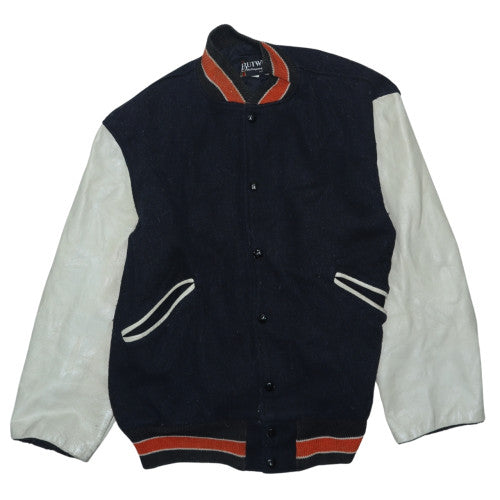 Butwin Men's Navy & White Varsity Jacket Wool Leather Size M