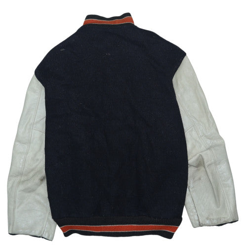 Butwin Men's Navy & White Varsity Jacket Wool Leather Size M