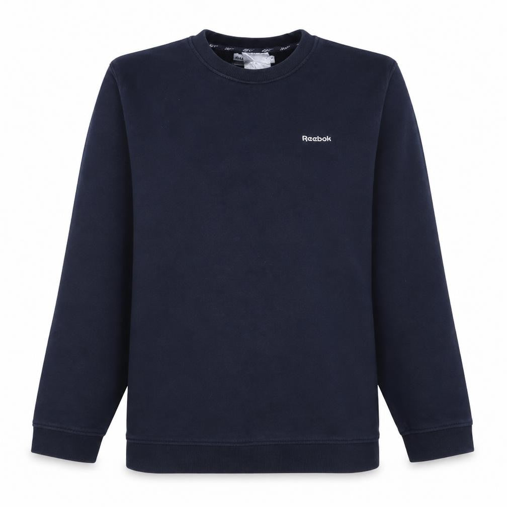 Front view of Reebok Men's Blue Pullover Sweatshirt L Crew Neck Casual Sportswear