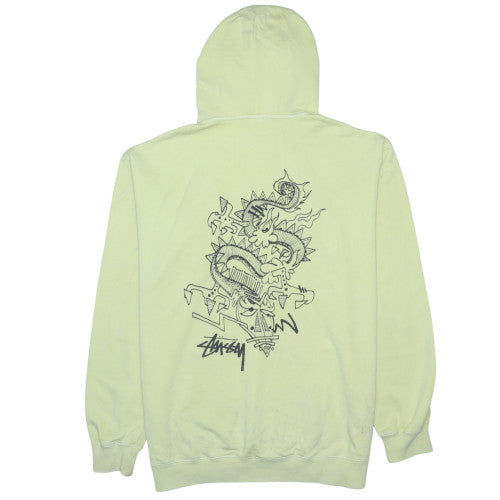 Stussy Men Yellow Regular Fit Pullover Hoodie Graphic Print M