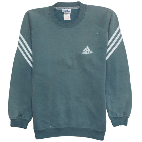 Adidas Men's Blue Crew Neck Pullover Sweatshirt Size M Vintage Sports Style