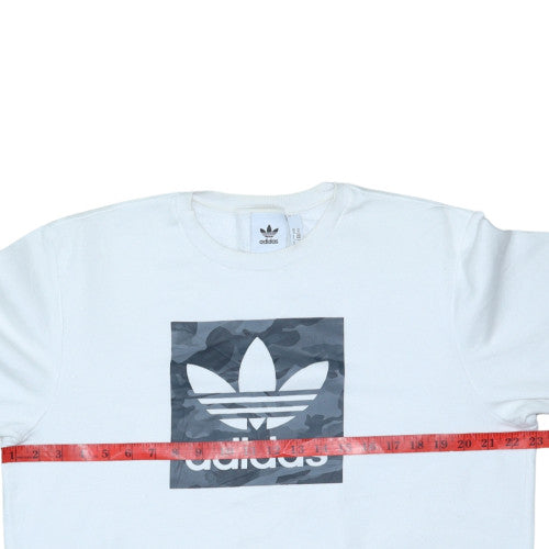 Adidas Mens White Crew Neck Logo Sweatshirt Size M