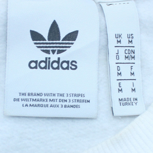Adidas Mens White Crew Neck Logo Sweatshirt Size M