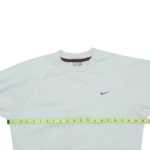 Nike Teens White Pullover Sweatshirt L Logo Zip Pocket Fleece