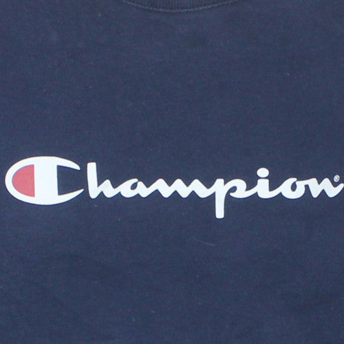 Champion Mens Blue L Pullover Crew Neck Logo Sweatshirt