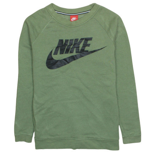 Nike Men's Green Crew Neck Logo Sweatshirt M Cotton Blend