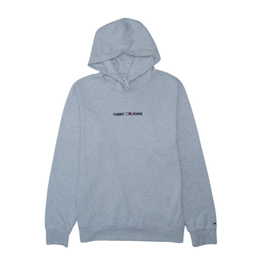 Tommy Jeans Men's Grey XL Pullover Hoodie with Logo