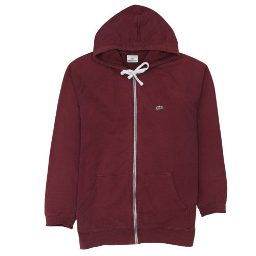 Lacoste Men's Red Full Zip Hoodie Size M Cotton Casual Sweatshirt