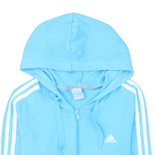 Adidas Women Blue Full Zip Hoodie Size 14 Hooded Sweatshirt Essentials