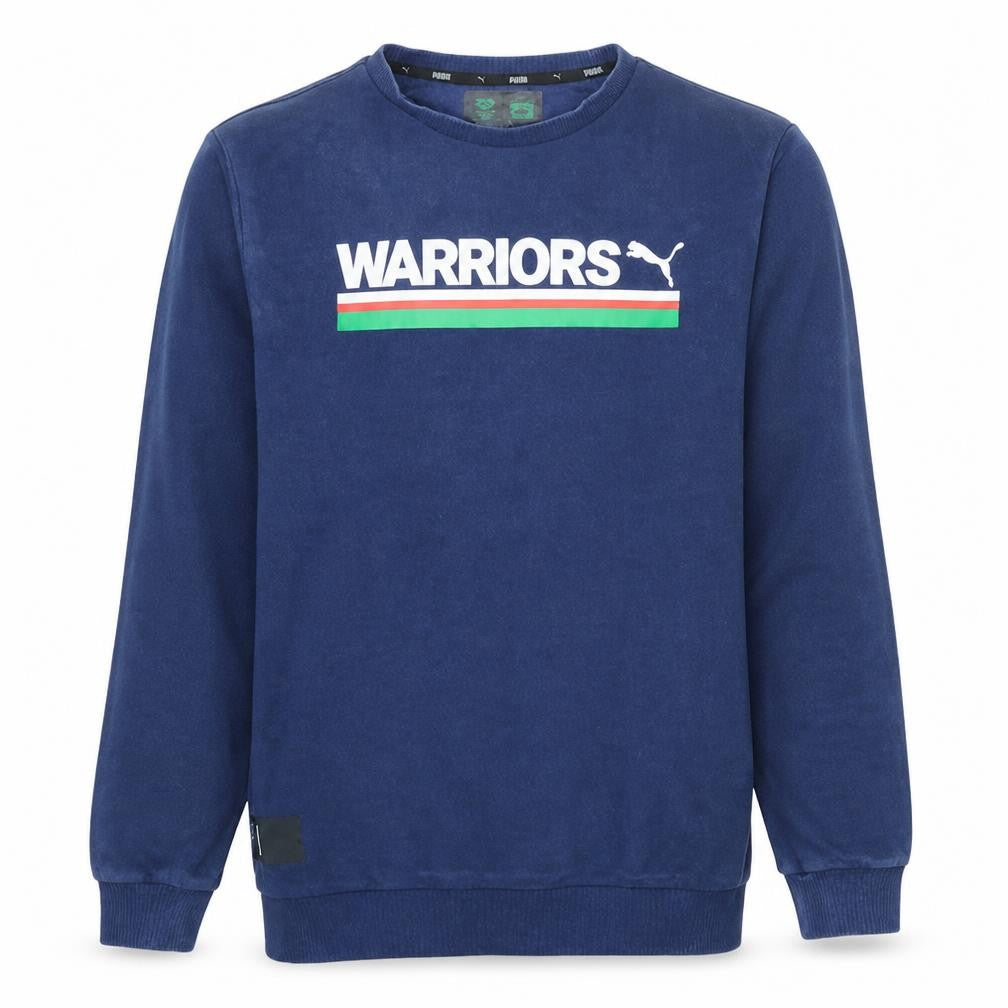 Front view of Puma Men's Blue L Warriors Crew Neck Fleece Sweatshirt