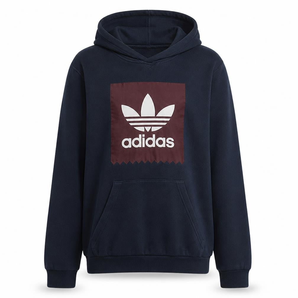 Front view of Adidas Men's Blue Pullover Hoodie L Regular Fit Sportswear