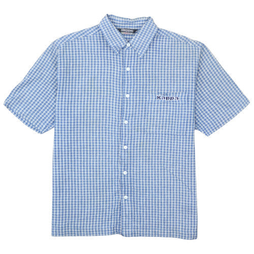Kappa Men's Blue Check Short Sleeve Button-Up Cotton Shirt Size S