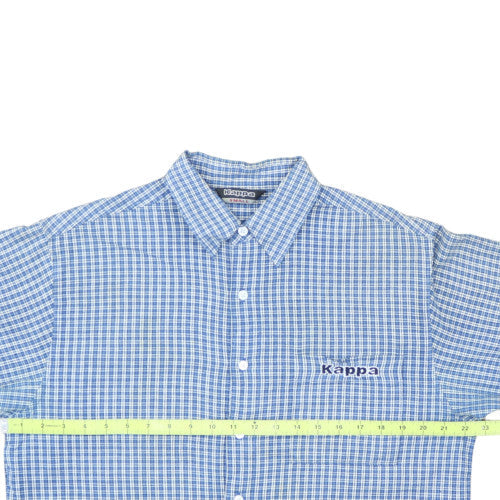 Kappa Men's Blue Check Short Sleeve Button-Up Cotton Shirt Size S
