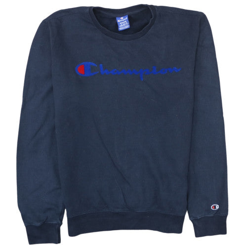 Champion Mens Blue Logo Pullover Sweatshirt Medium