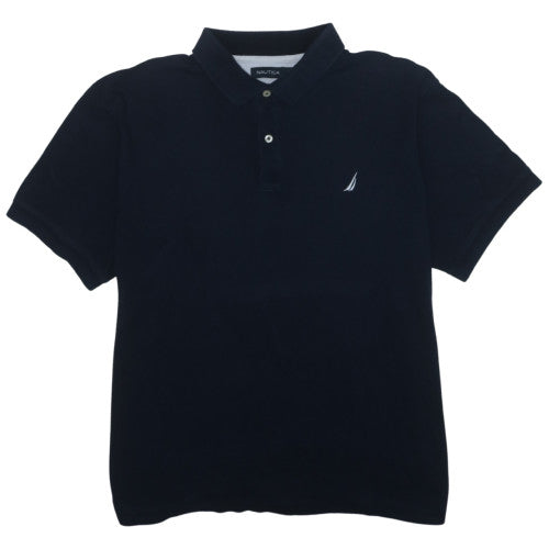 Nautica Men's Black Cotton Short Sleeve Polo Shirt XL Regular Fit