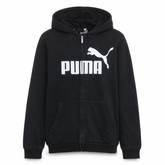Front view of Puma Men's Black Full Zip Hoodie Sweatshirt, size M, Sports Fleece