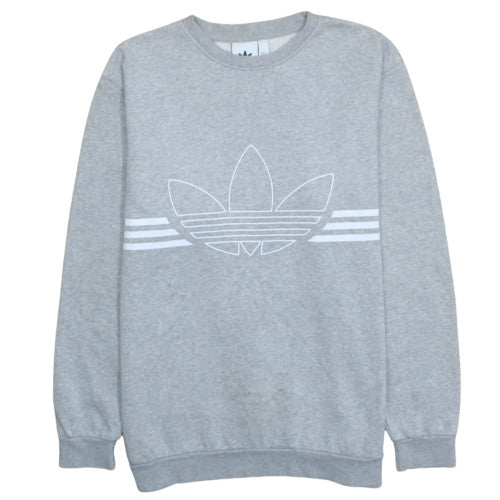 Adidas Men's Grey Crew Neck Logo Fleece Sweatshirt Size M