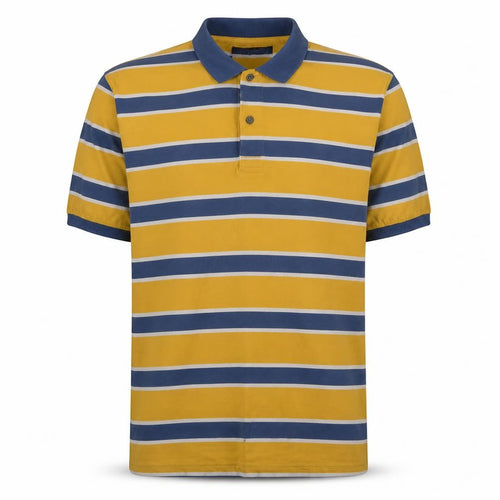 Nautica Jeans Co. Men's Yellow Blue Striped Polo Shirt XL Cotton