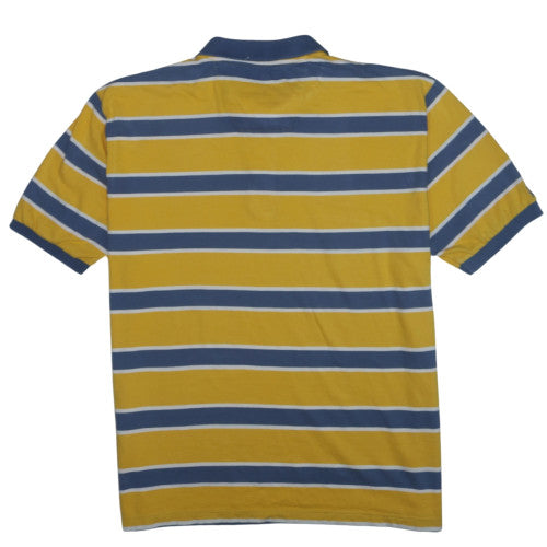 Nautica Jeans Co. Men's Yellow Blue Striped Polo Shirt XL Cotton