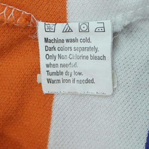 Chaps Men's Blue Orange Striped Cotton Polo Shirt XXL Classic Fit