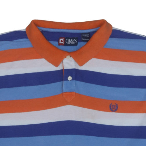 Chaps Men's Blue Orange Striped Cotton Polo Shirt XXL Classic Fit