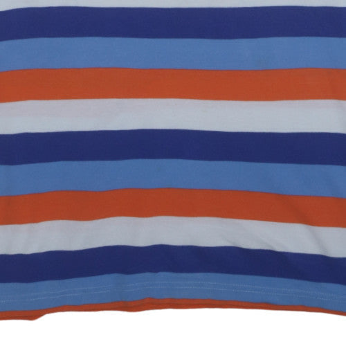 Chaps Men's Blue Orange Striped Cotton Polo Shirt XXL Classic Fit