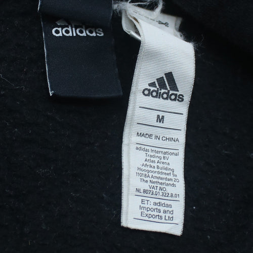 Adidas Men's Black Full Zip Hoodie M Cotton Blend Casual Sportswear