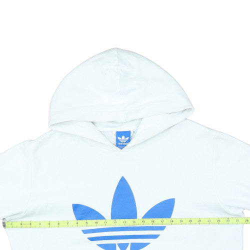 Adidas Men's White Blue Trefoil Pullover Hoodie Size M
