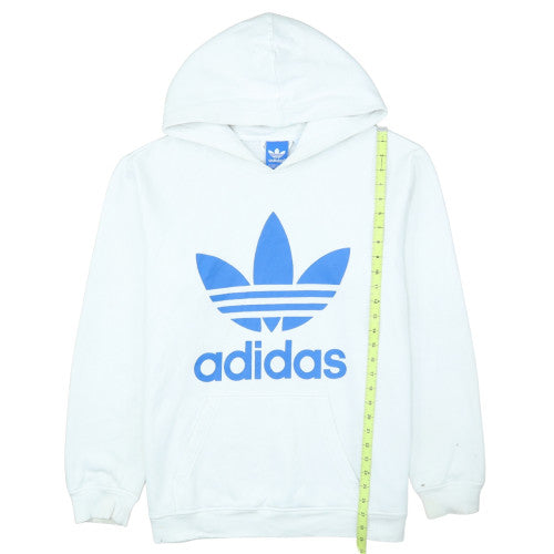 Adidas Men's White Blue Trefoil Pullover Hoodie Size M
