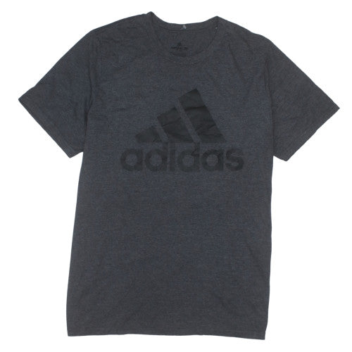 Adidas Men's Grey Short Sleeve Logo T-Shirt Medium