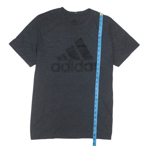 Adidas Men's Grey Short Sleeve Logo T-Shirt Medium
