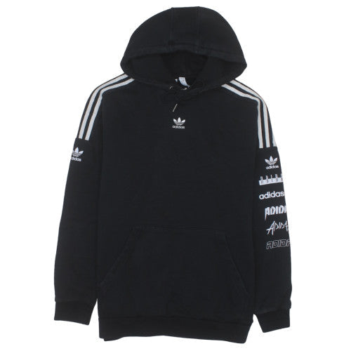Adidas Mens Black Pullover Hoodie Size L Graphic Print Sportswear