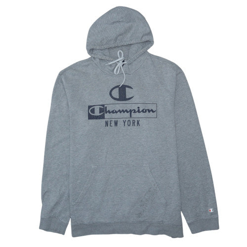 Champion Men's Grey 2XL Pullover Hoodie with Logo Print