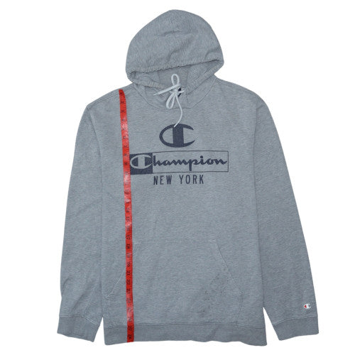 Champion Men's Grey 2XL Pullover Hoodie with Logo Print
