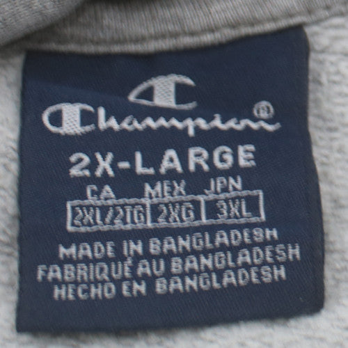 Champion Men's Grey 2XL Pullover Hoodie with Logo Print
