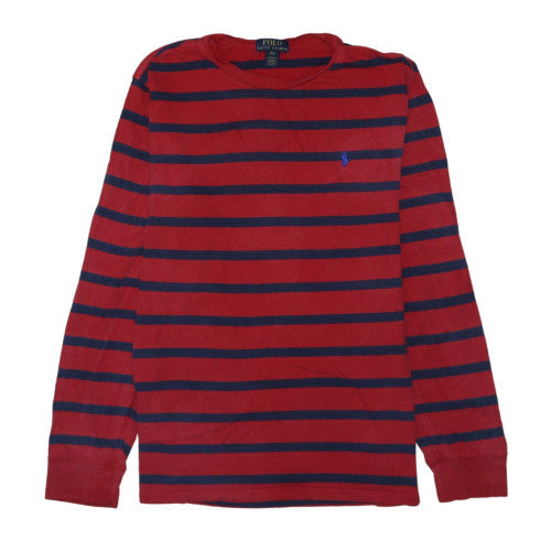 Polo Ralph Lauren Men's Red Blue Striped Long Sleeve Cotton Top XL