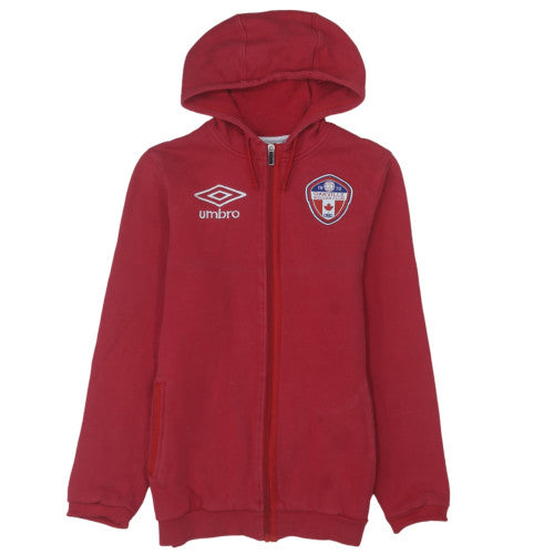 Umbro Boys Red Full Zip Hoodie 10 Years Cotton Oakville Soccer Club Logo