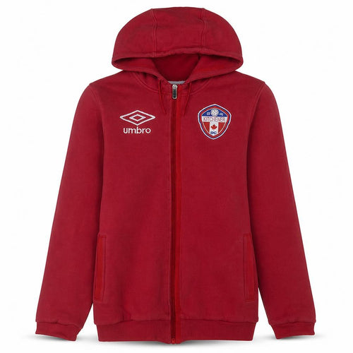 Umbro Boys Red Full Zip Hoodie 10 Years Cotton Oakville Soccer Club Logo