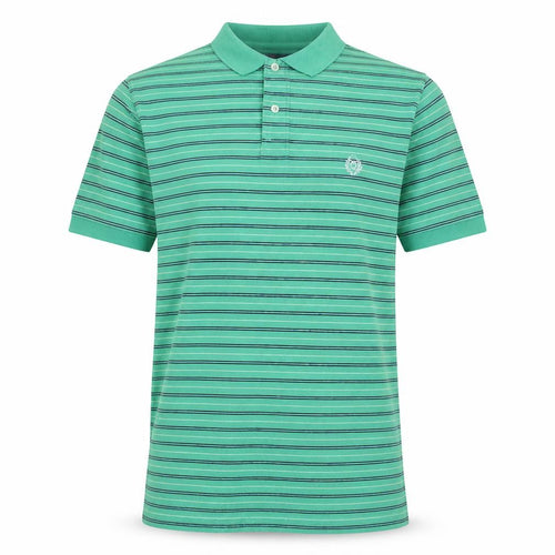 Chaps Men's Green Striped Cotton Polo Shirt XL Regular Fit