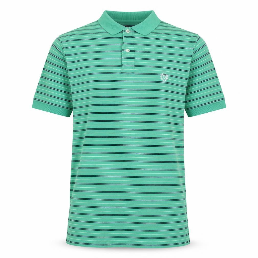 Chaps Men's Green Striped Cotton Polo Shirt XL Regular Fit
