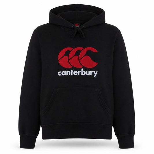 Front view of Canterbury Men's Black S Pullover Hoodie Rugby Sports Fleece