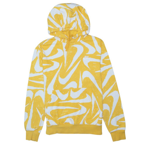 Nike Men Yellow Graphic Print Pullover Hoodie Size S