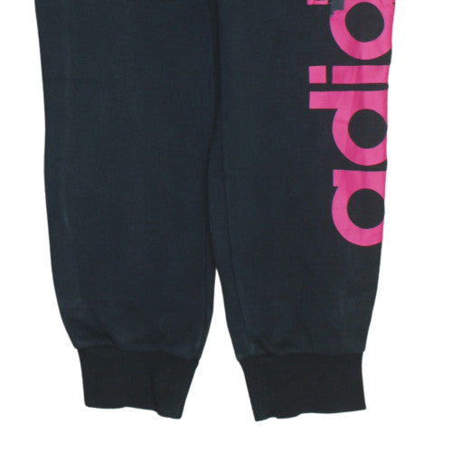 adidas Womens Black Jogger Trousers Size M Logo Fleece Activewear