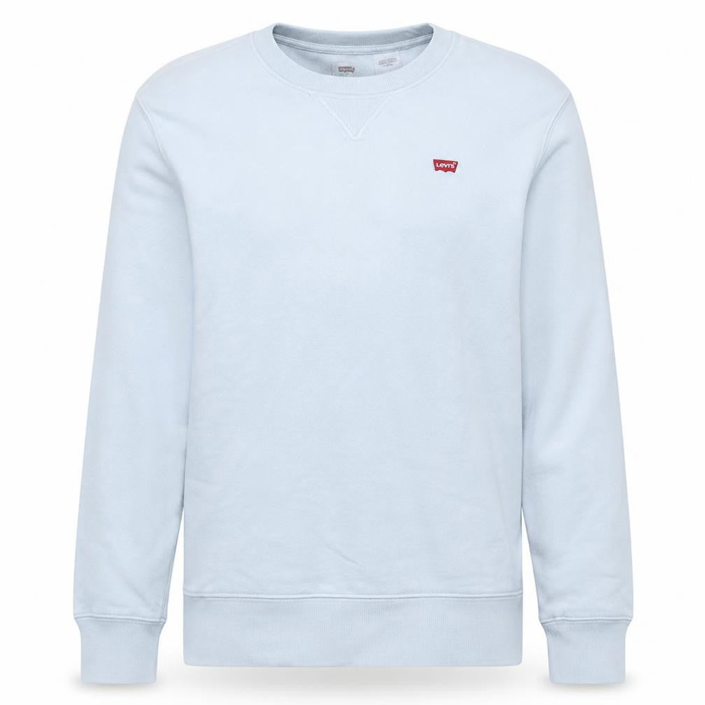 Front view of Levi's Men's White Crew Neck Cotton Pullover Sweatshirt, size S