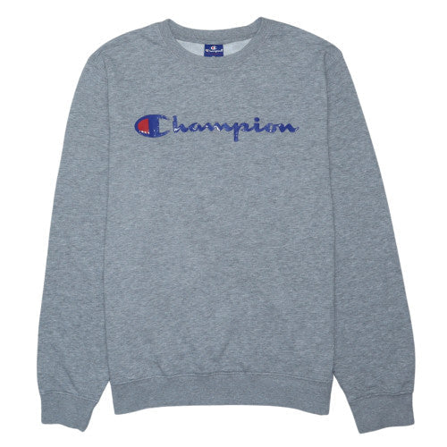 Champion Mens Grey Logo Pullover Sweatshirt Size L Regular Fit