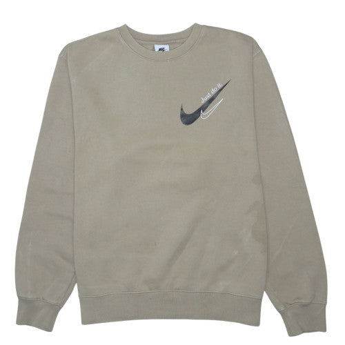Nike Men's Beige Pullover Sweatshirt M Crew Neck Fleece