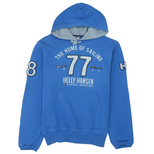 Helly Hansen Men's Blue Pullover Hoodie Size S Embroidered Sailing Design